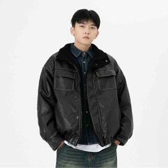 OC410: Áo Khoác Da Nam Mùa Thu Đông Maillard Retro Plus