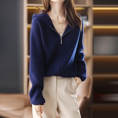 OD525: áo khoác cashmere nữ có khóa kéo len dáng rộng