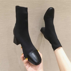 C234: Giày bốt dệt kim co giãn tất ngắn bốt nữ ngắn