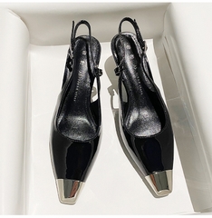 C277: Giày Sandal Nữ Mũi Nhọn Gót Nhọn Dây Đeo Sau