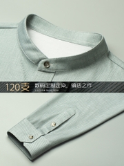 OE296: Áo sơ mi nam cao cấp cổ đứng dài tay chất liệu cotton