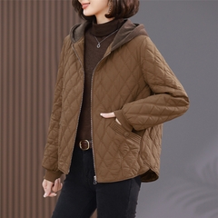 OC969: áo khoác nữ có mũ cao cấp hình thoi