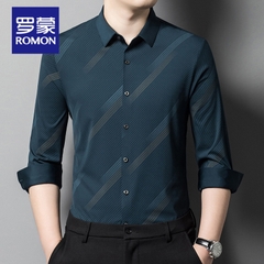 OE654: Áo sơ mi nam cao cấp lụa băng Romon dài tay cho nam cao cấp giới trung niên in họa tiế