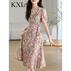 OD138: Váy voan hoa siêu đẹp kiểu chữ V cổ chữ A