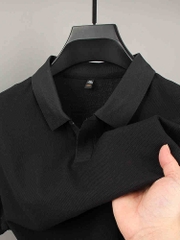 C147: áo thun polo nam tay ngắn bằng vải cotton có cổ màu trơn ATN