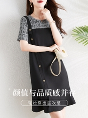 OD135: đầm thun cao cấp phối kiểu