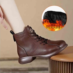 C252: giày bốt nữ trung niên và cao tuổi mùa thu đông bốt Martin đế mềm chống trượt