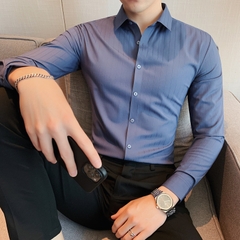 Mã B308: Áo sơ mi nam sọc co giãn phong cách Hàn Quốc