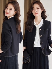 OD072: áo khoác nữ cổ tròn hàn quốc
