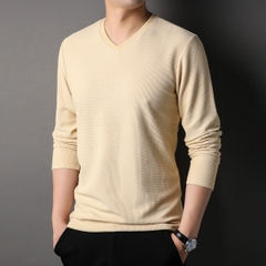 OD335: Áo thun nam cotton tay dài Waffle nam cổ chữ V atn