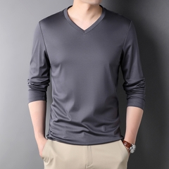 OD310: Áo thun nam tay dài cổ chữ V cotton nguyên chất