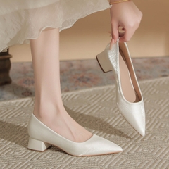 OE431: Giày cao gót nữ satin cao cấp gót dày