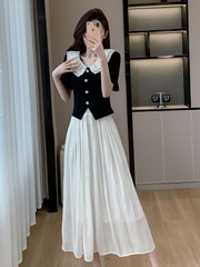 OD103: set áo váy cổ sen cao cấp