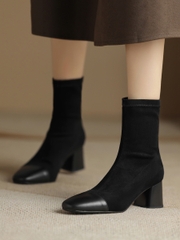 OC886: Giày bốt nữ da lộn mũi nhọn kiểu Pháp Giày bốt Martin