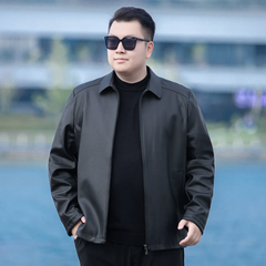 OH141: Áo khoác da đen dành cho nam, cỡ lớn