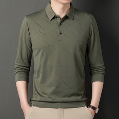 OE947: Áo thun nam trung niên xuân thu dài tay cotton