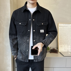 OE153: Áo khoác jean denim họa tiết màu gradient nam cao cấp