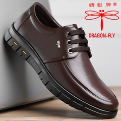 OE314: Giày da thoáng khí Dragonfly đế mềm buộc dây chống trượt cho nam cao cấp trung niên