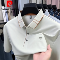 OE662: Áo thun nam cao cấp mùa hè lụa tơ Pierre Cardin tay ngắn ve áo trung niên áo thun POLO