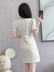 OD643: Đầm sườn xám Váy trắng jacquard cao cấp kiểu Pháp