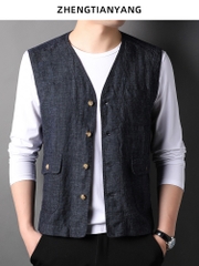 OD302: áo vest gile nam cao cấp vải lanh áo khoác
