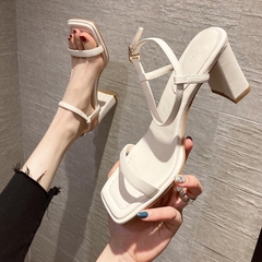 OE434: Giày cao gót đế dày kiểu Pháp khóa sandal nữ