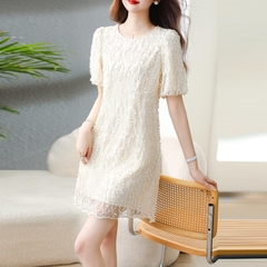 Mã B675: váy ngắn tay cao cấp dáng dài quá gối dáng suông