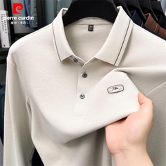 OE732: Áo thun polo nam cao cấp tay dài họa tiết tổ ong Pierre Cardin