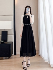 OD225: đầm dài quá gối voan Pháp