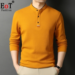 OE286: Áo thun nam cao cấp dài tay cổ đứng cotton dành cho nam cao cấp trung niên