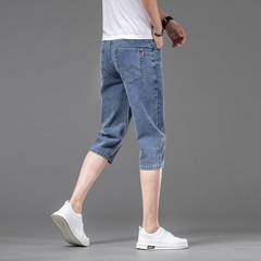 OE714: Quần short denim Tencel dài vừa phải nam cao cấp