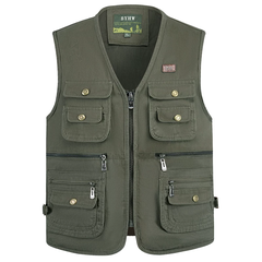 OH010: Áo khoác vest ghile nam nhiều túi bằng cotton nguyên chất