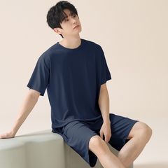 OE488: Bộ đồ ngủ nam SPNN mùa hè thanh niên trung niên modal cotton quần short tay ngắn lụa băng