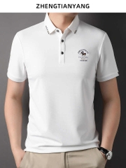 OC802: Áo thun nam nylon co giãn ve áo kẻ sọc nửa tay kiểu Mỹ thường ngày áo sơ mi Polo thêu