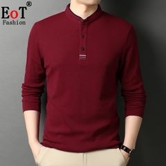 OE286: Áo thun nam cao cấp dài tay cổ đứng cotton dành cho nam cao cấp trung niên
