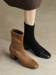 OC886: Giày bốt nữ da lộn mũi nhọn kiểu Pháp Giày bốt Martin