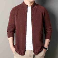 OC447: Áo Raglan len cardigan nam xuân thu cổ đứng màu trơn phong cách Hàn Quốc