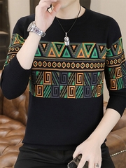Mã A630: Áo len nam cổ tròn jacquard phong cách retro