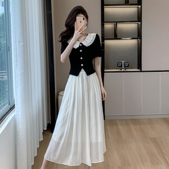 OD103: set áo váy cổ sen cao cấp