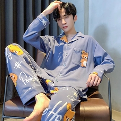 OE483: bộ đồ ngủ nam mặc nhà cotton dài tay quần áo mặc nhà SPNN