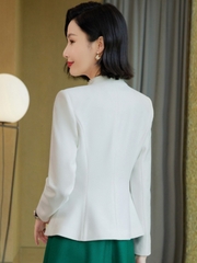 OE417: Áo khoác vest nữ cổ chữ V dài tay