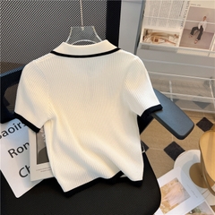 OD727: Áo len cổ polo cho nữ mùa hè Áo ngắn phong cách Hàn
