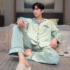 OE490: Bộ đồ ngủ nam SPNN mùa hè lưới phong cách tay ngắn cotton