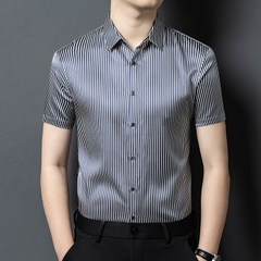 OE804: Áo sơ mi lụa tơ tằm cao cấp tay ngắn cho nam