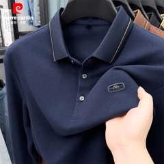 OE732: Áo thun polo nam cao cấp tay dài họa tiết tổ ong Pierre Cardin