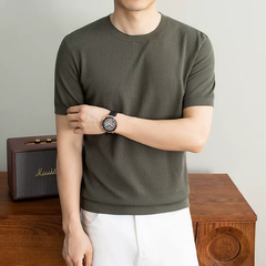 OH152: Áo thun ngắn tay nam dệt kim mỏng, kiểu dáng casual