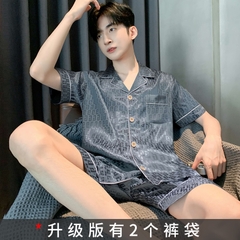 OE489: bộ đồ ngủ nam SPNN mùa hè lụa băng tay ngắn quần short mặc nhà