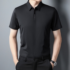 OE848: Áo sơ mi lụa băng Romon tay ngắn nam mùa hè công sở co giãn chống nhăn thân thiện da