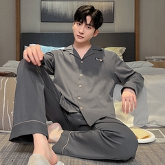 OE490: Bộ đồ ngủ nam SPNN mùa hè lưới phong cách tay ngắn cotton