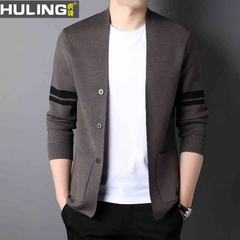 OC318: Áo khoác len cardigan nam sọc cao cấp